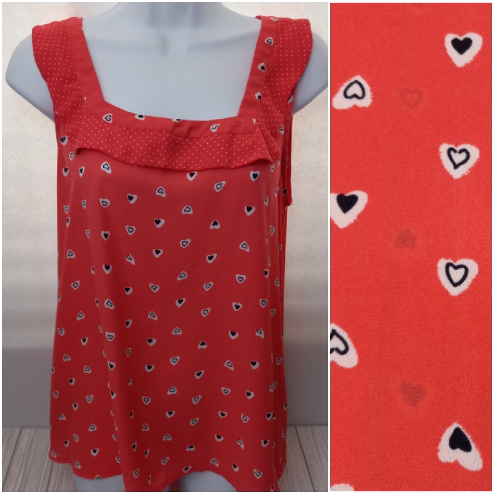 Lauren Conrad & Disney Collaboration Heart Print Polka Dot Sleeveless Blouse
